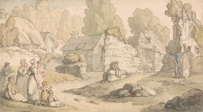 Visitors Inspecting Abbey Ruins by Thomas Rowlandson